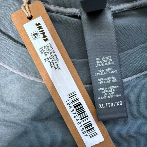 Skims Cotton Jersey Long Sleeve T-Shirt NWT - Kyanite | Size XL - Picture 3 of 5